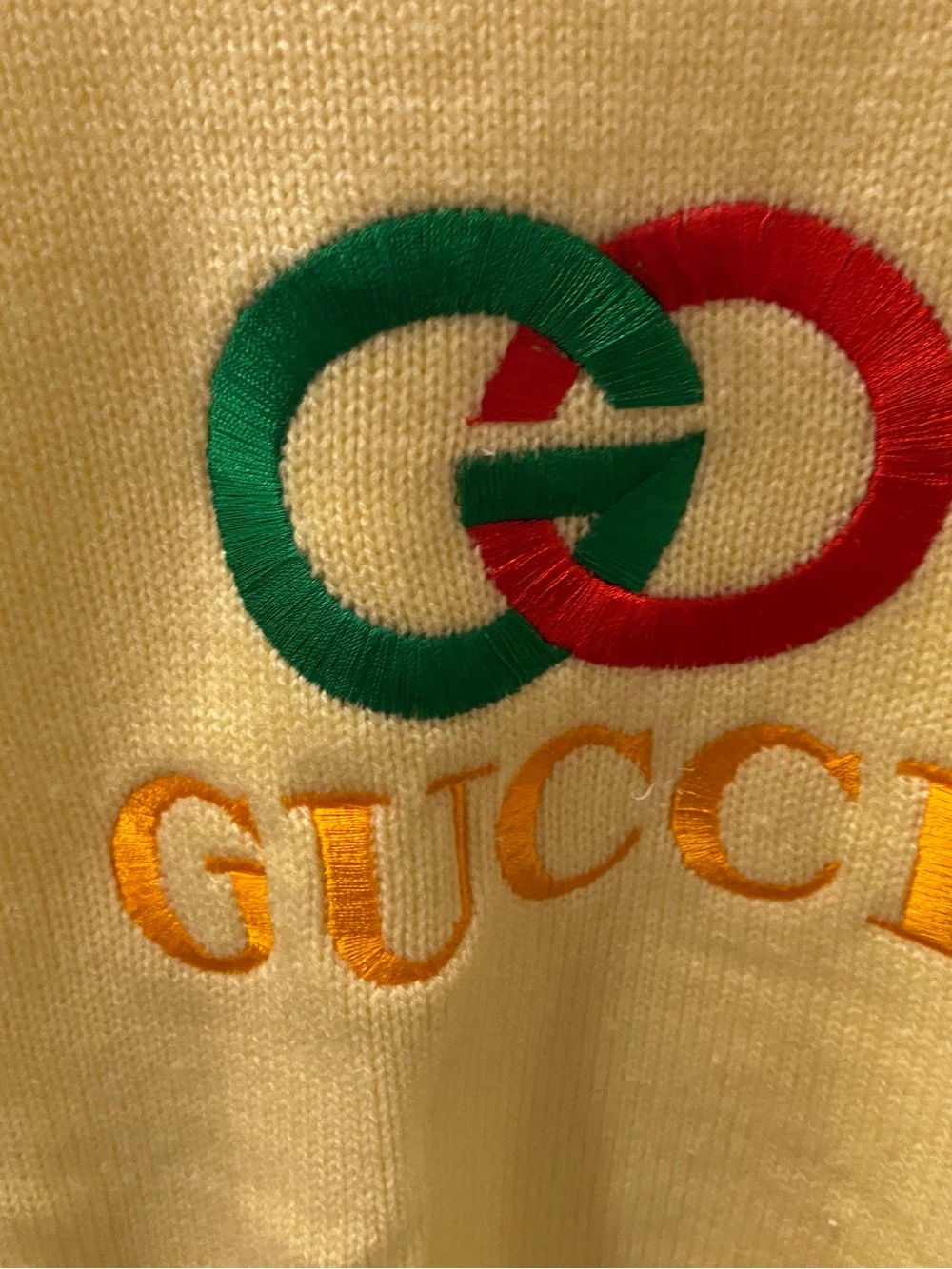 Gucci Vintage Pale Yellow Crewneck Sweater with Embroidered Logo - Picture 2 of 4